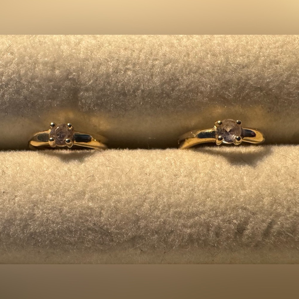 Gold and Sapphire Mini hoop earrings by Mejuri